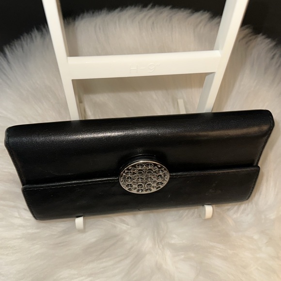 Coach Alexandra Slim Envelope Wallet Black Leather w Signature CC Silver Clasp - Picture 5 of 10